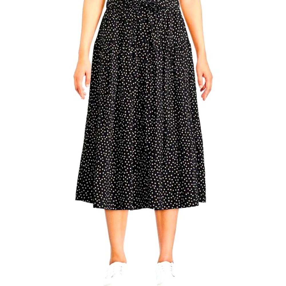 J.Crew Black and White Polka Dot Pleated Midi Skirt Lined Size 4 Style E0986